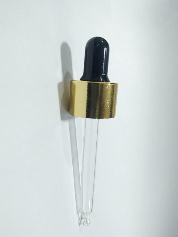 18-410 Golden Aluminum Collar Dropper set with Black Teat and Glass Tube Upto 110 MM